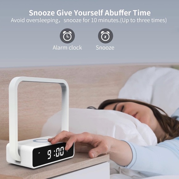 Modern White Alarm Clock with Snooze Function - Picture 1 of 10